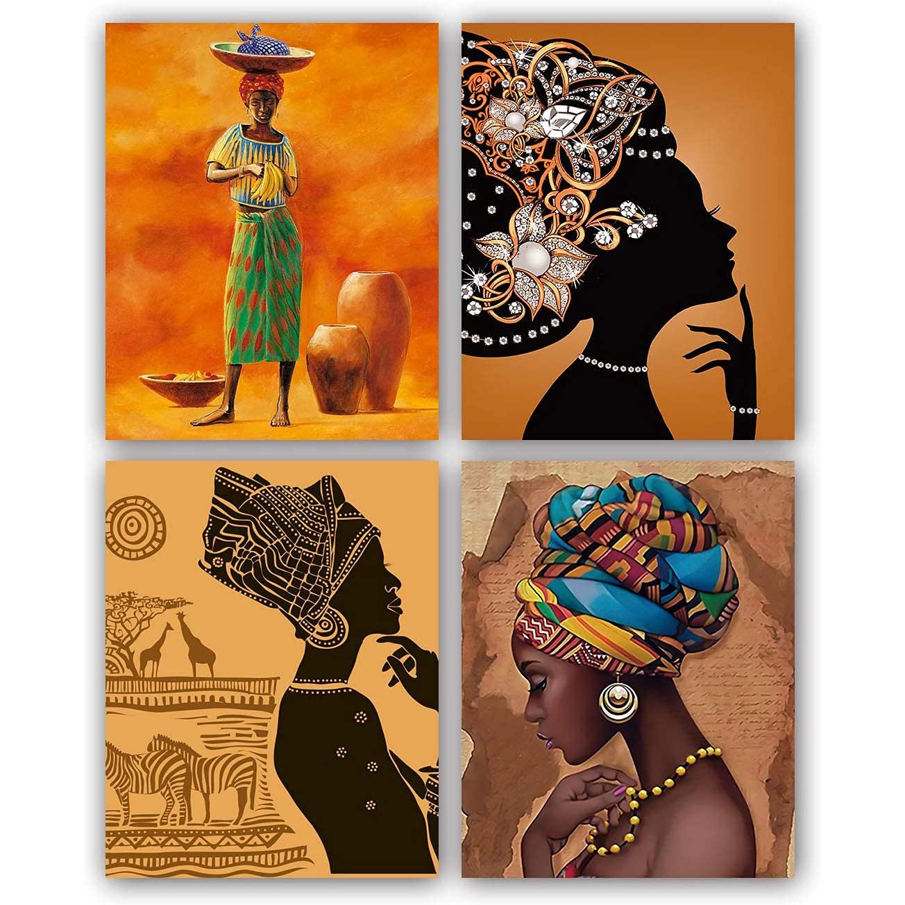 Buy Mikiso African American Ethnic Black Woman Wall Art Paintings Set