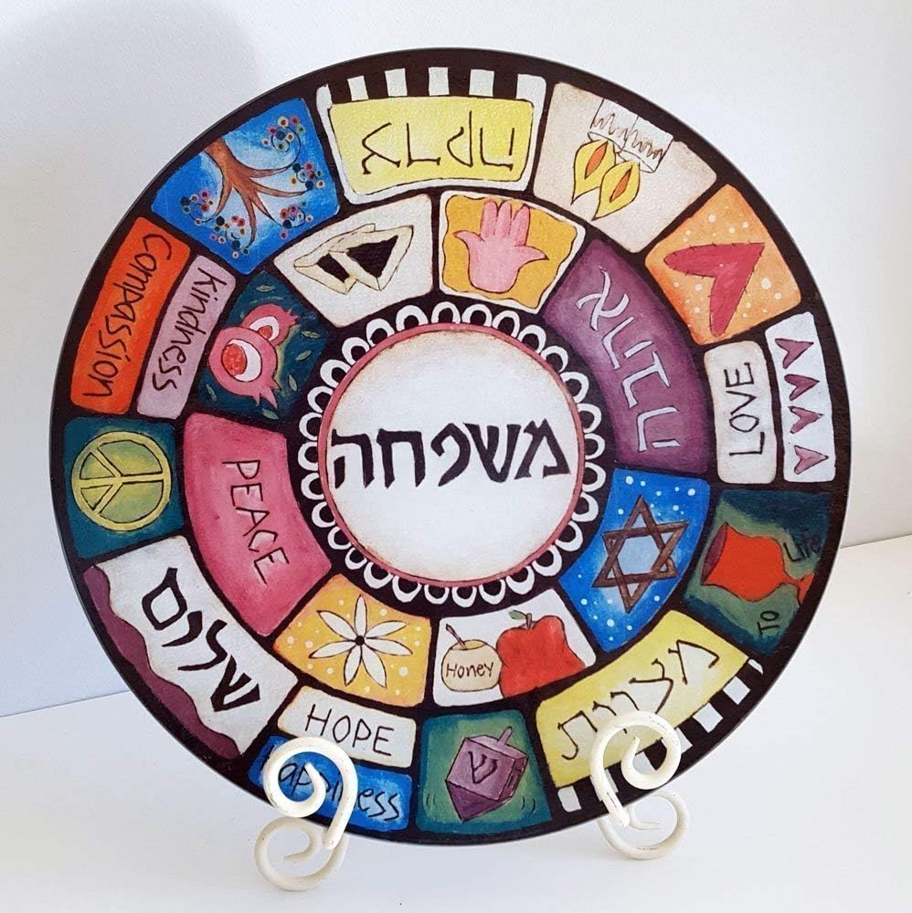 Jewish Family"Mishpacha" Glass Challah Plate Serving plate or Cutting Board for Shabbat, Hanukkah and Jewish Holidays