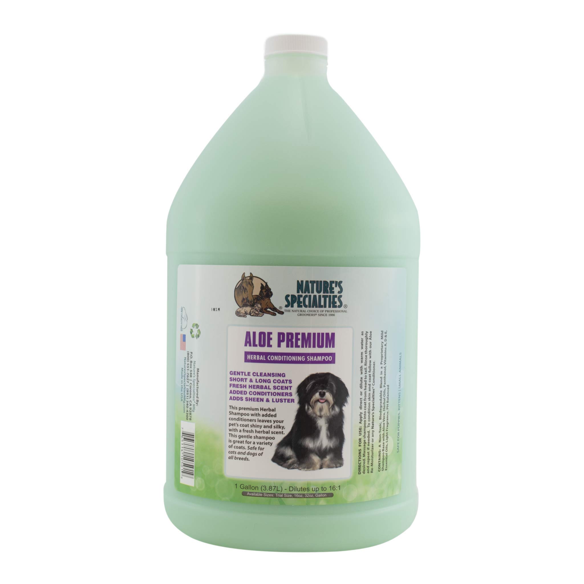 Nature's SpecialtiesAloe Premium Dog Shampoo - Herbal Conditioning Shampoo for Dogs - Dog Shampoo for Itchy Skin - Deep Cleans & Conditions - For Shiny and Silky Coat - Fresh Herbal Scent, 3.8 Litre