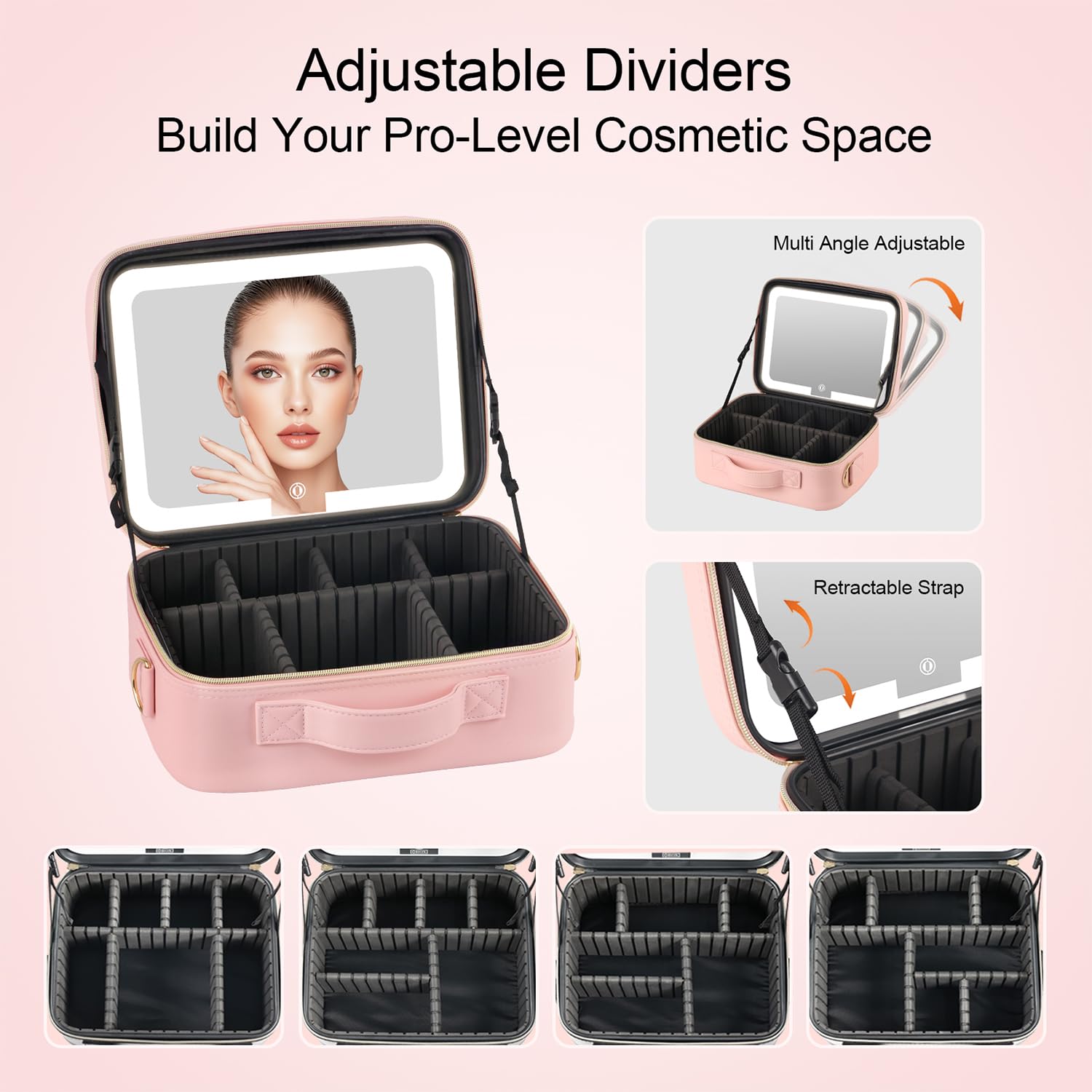 BEAUTY CASE Beauty case da donna, Rosa, 12 Inch, Borsa per trucchi