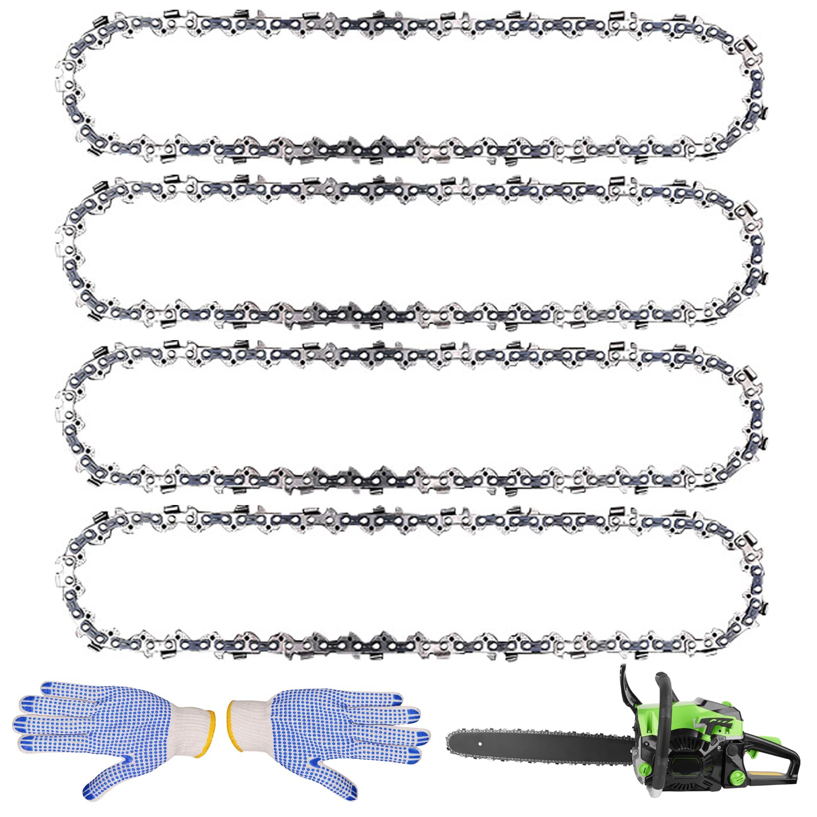 Cadenas De Motosierra 35 Cm - Pack De 4 Unidades, Paso 3/8 LP, 52 Eslabones