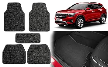 Selifaur - Set of 5 Pcs Black Carpet Floor Car Mats for Kia Seltos