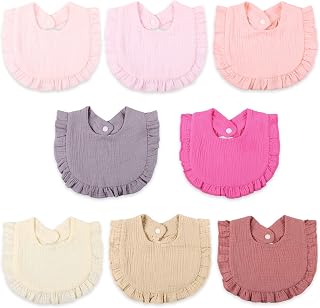 Muslin Baby Bibs Drool Teething Bibs 4-Layer 100% Organic Muslin Cotton Bibs Muslin Bibs for Girls Multi-Use Scarf Bibs