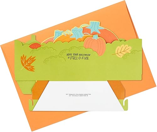 Miniatura 7 de Hallmark Paper Wonder - Tarjeta desplegable de Halloween, parche de calabaza (tarjeta de bricolaje con hojas de calcomanías)