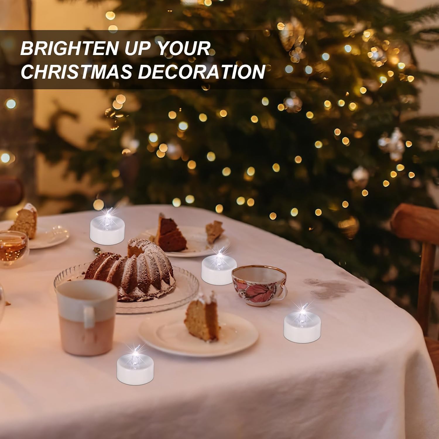 AGPtek® 24 PCS LED Tealights Battery-Operated flameless Candles Lights For Wedding Birthday Party - White - Image 4