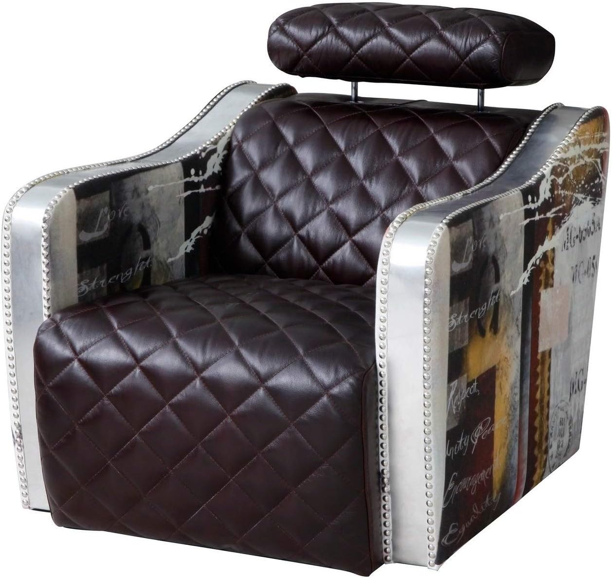 Lazzaro Leather Barnes Decoupage Arm Chair