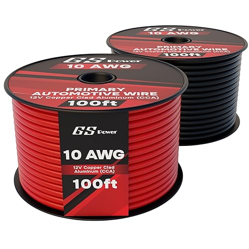 Miniatura 9 de GS Power Cable de calibre 10 CCA de 100 pies para automóvil, rojo y negro, 50 pies por rollo, 10 AWG 12 V, cable eléctrico de altavoz flexible