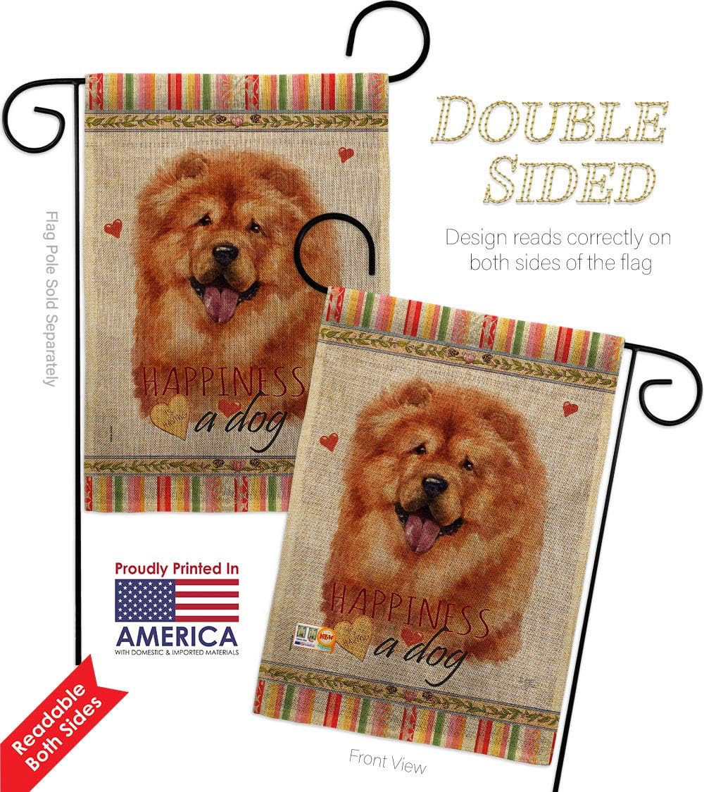 Chow Happiness Burlap Burlap Garden Flag Animals Dog Puppy Spoiled Paw Canine Fur Pet Nature Farm Animal Creature Small Decorative Gift Yard House Banner Double-Sided Made In USA 13 X 18.5