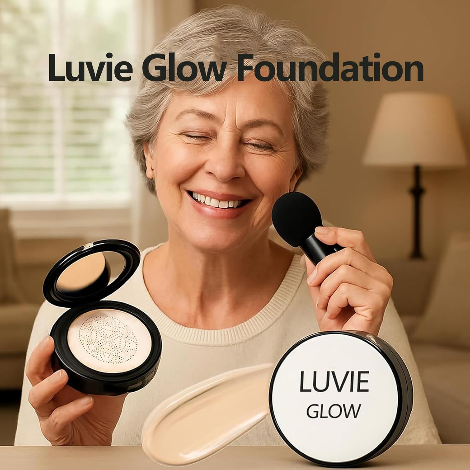 Foundation for Older Women | Ivory - for Fair Skin | Mushroom Head Air Cushion CC Cream - BB Cream for Mature Skin | Makeup Concealer Long Lasting Full Coverage Hydrating Lightweight - Image 2