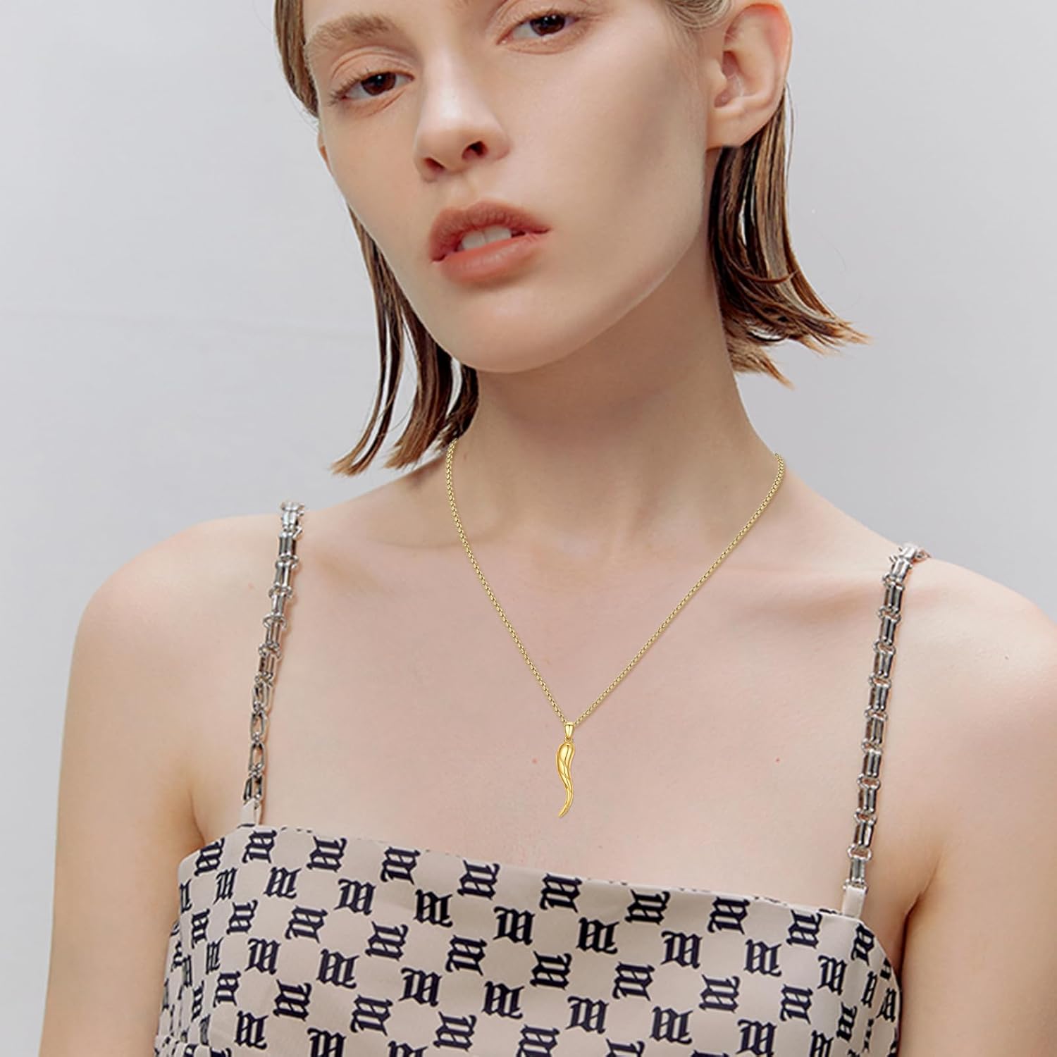 Italian Horn Necklace 925 Sterling Silver Cornicello Lucky Pendant Necklaces Jewelry for Men Women with 316L Stainless Steel Chain and Gifts Box - Image 3