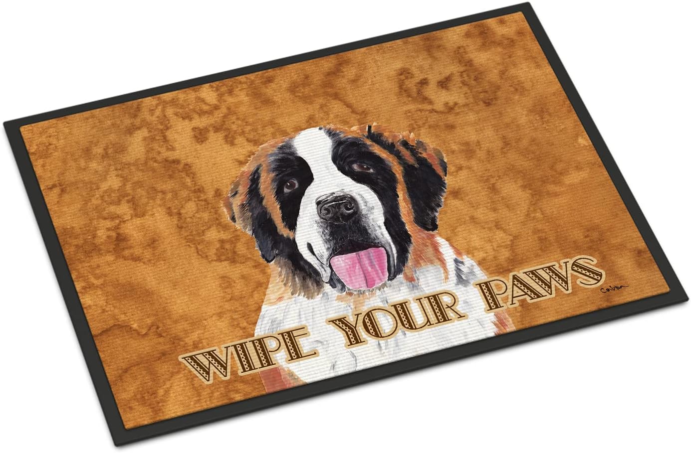 Caroline's Treasures SC9129JMAT Saint Bernard Wipe Your Paws Doormat 24x36 Front Door Mat Indoor Outdoor Rugs for Entryway, Non Slip Washable Low Pile, 24H X 36W