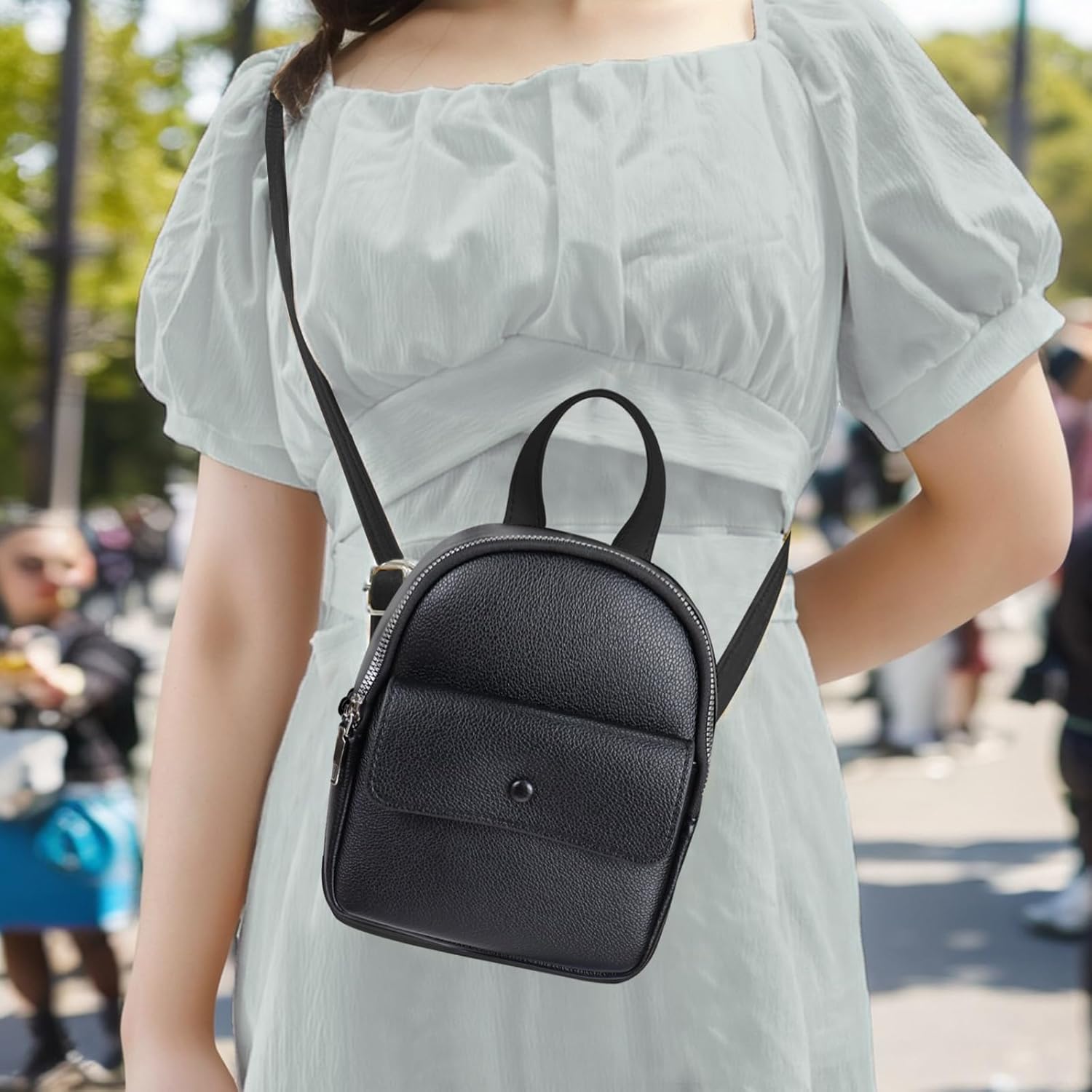 Mini Backpack Cute Backpack, PU Leather Small Backpack Purse for Women and Girls,Stylish Womens Backpack Purse (black) - Image 6