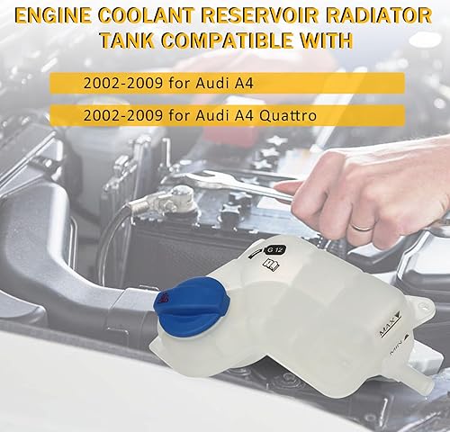 Miniatura 3 de ASAPE Tanque de expansión del radiador del depósito de refrigerante del motor compatible con Audi para A4 Quattro 4door 2L DTM 2006-2007 Reemplazo