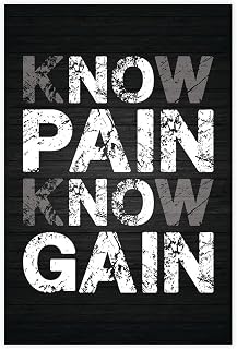 Know Pain Know Gain Bodybuilding Men Girl Fitness Workout Quotes Motivational Inspirational Muscle Gym Posters - Wall Art Print For Home Office Unframe 12x18inch(30x45cm)