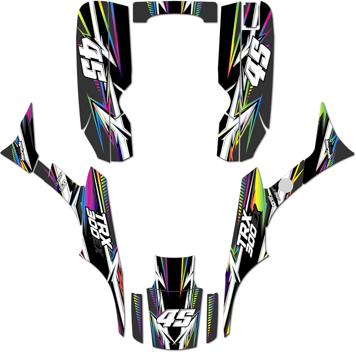 Graphics Kit for Honda TRX 300EX (1993-2006) Shred Series Blue 16 Mil - On/Off The Road - ATV UTV Dirt Bike Stickers, Quad Dirtbike Racing Decal Automotive Accessories no-Plastics