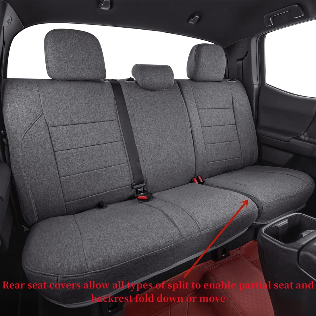 coverdream Custom Fit Seat Covers for 2016-2023 Toyota Tacoma Double Cab/Crew Cab SR,SR5,TRD Off Road,TRD Pro,TRD Sport,Limited,Fully Covered,UV Resistant Polyester Seat Protector (Full Set,Gray)