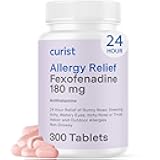 Curist Fexofenadine Hydrochloride 180mg (300 Tablets) - 24 HR Antihistamine Allergy Relief Tablets (300 Count) All Day Strength Generic Fexofenadine Bulk Non Drowsy Allergy Relief