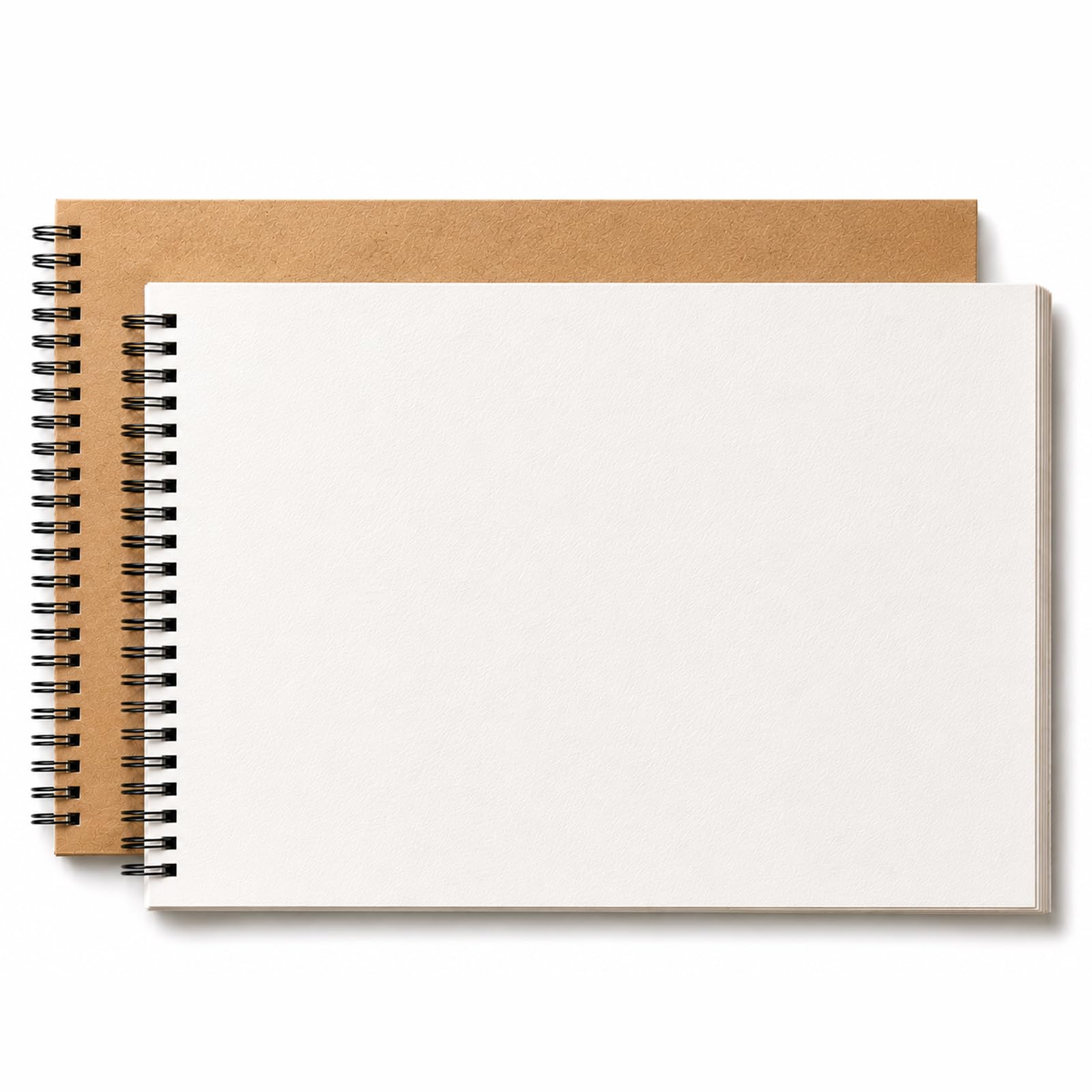 A4 Sketchbook 2 Pack, 200 Pages / 100 Sheets Total, Twin-Wire Spiral Bound Sketch Pads with Sturdy Backing Board, Fine-Textured Acid-Free Paper for Pencil Drawing, Charcoal, Sketching & Art Practice