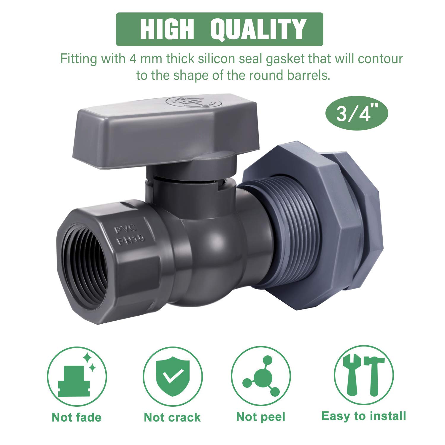 Mudder PVC Spigot Rain Barrel Faucet Kit Rain Barrel Valve with