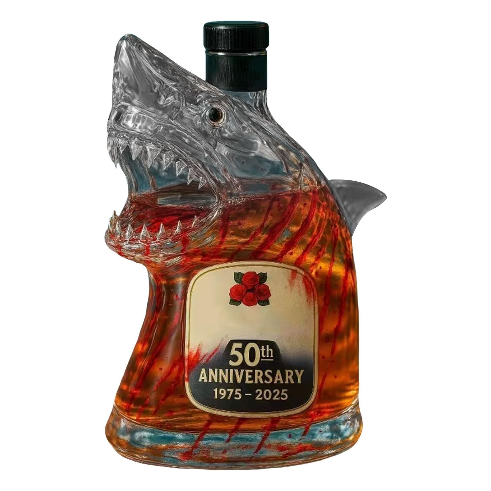 karafka, 300 ml 3D figurka rekina w butelce wina, zabawna szklana karafka do whisky, figurki zwierząt, baru, biura(C)