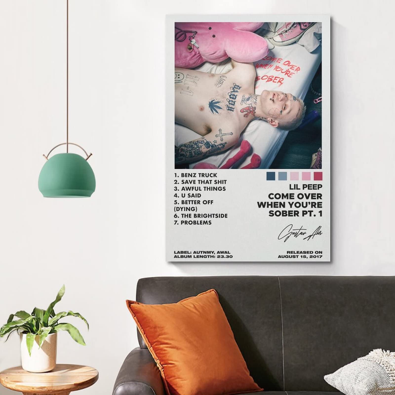 Lil Peep Poster Sur Toile Come Over When You're Sober Pour Décoration De Chambre à Coucher, Bureau, Chambre, Cadeau, 50 X 75 Cm