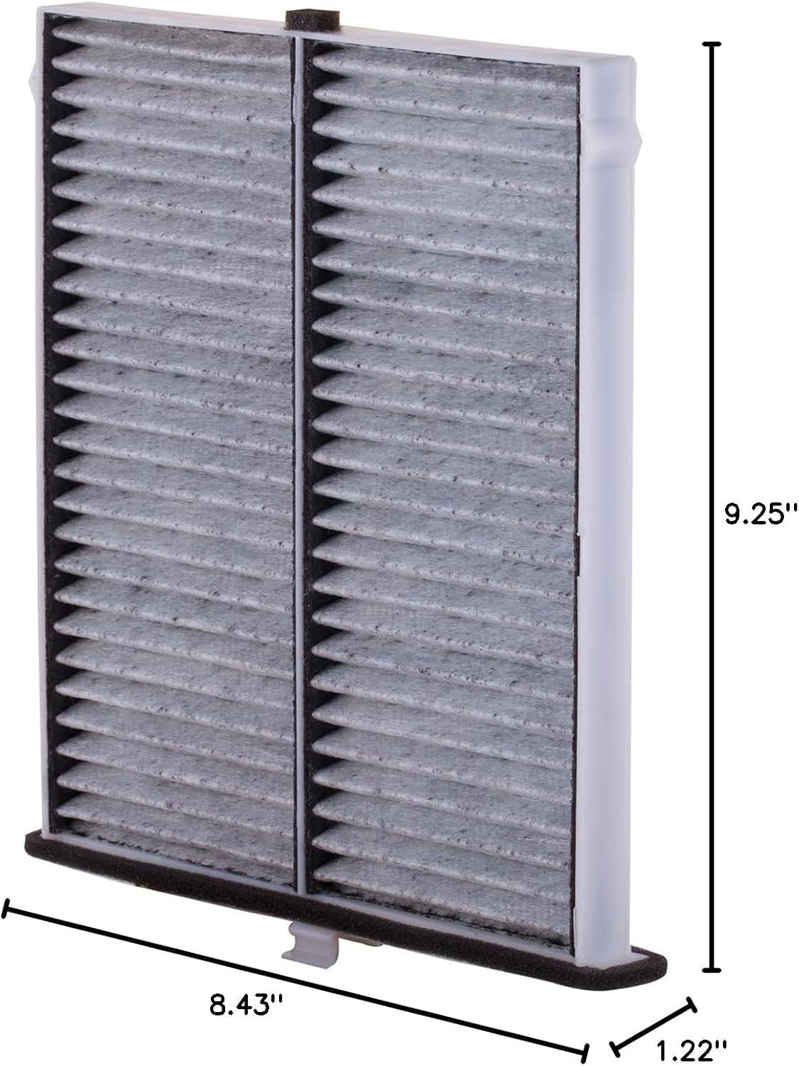 Diagram showing the dimensions of the PureFlow Cabin Air Filter PC4103X