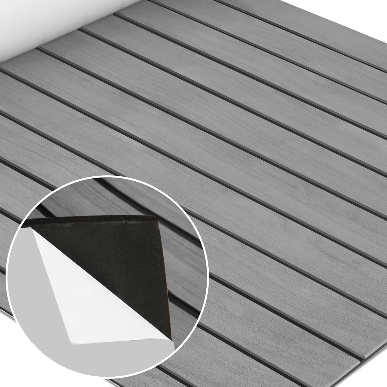 Bodenbelag Matte Eva Selbstklebend, Bootsbodenmatte in Teak-Optik, Zuschneidbarer Marine Deck Bodenbelag für Boot, Yacht, Surfbrett, Wohnmobil, Poolbereich