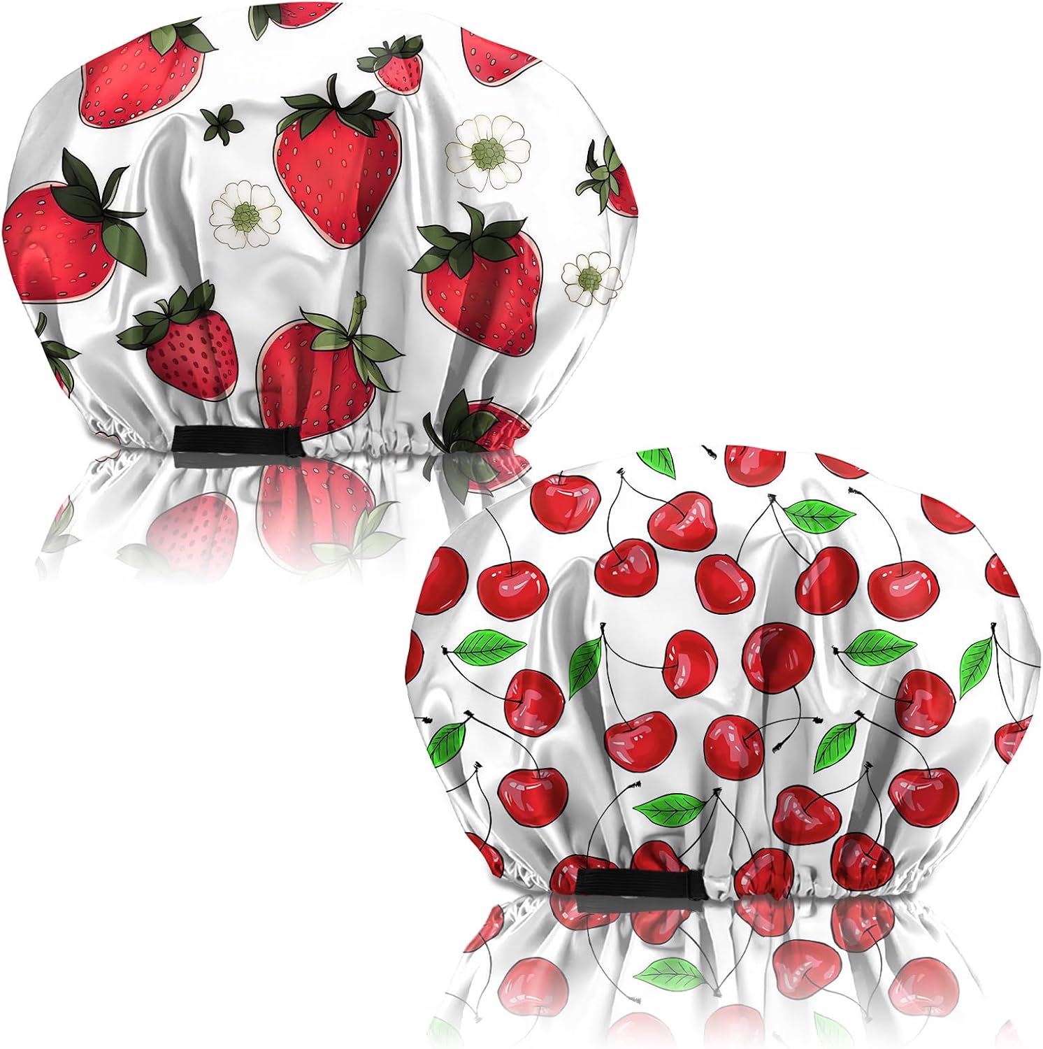 2PCS Satin Hair Bonnet Silk Bonnet for Sleeping Adjustable Double Layer Elastic Reusable Hair Caps Cute Women Girls