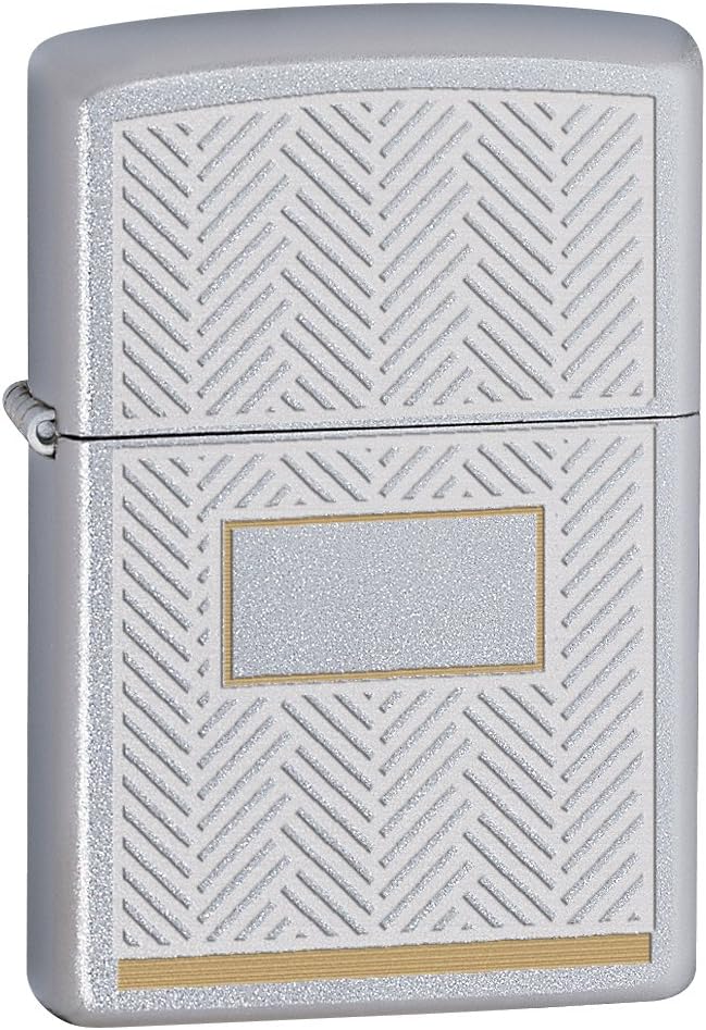 Zippo Pocket Lighter Satin Chrome w/ Herringbone Design