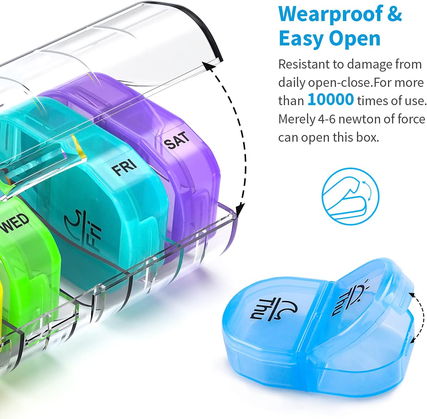 ZIKEE Weekly Pill Organizer 2 Times a Day, AM PM Pill Box with 7 Detachable Pill Case to Hold Medicine, Medication, Vitamins and Fish Oils (Clear)