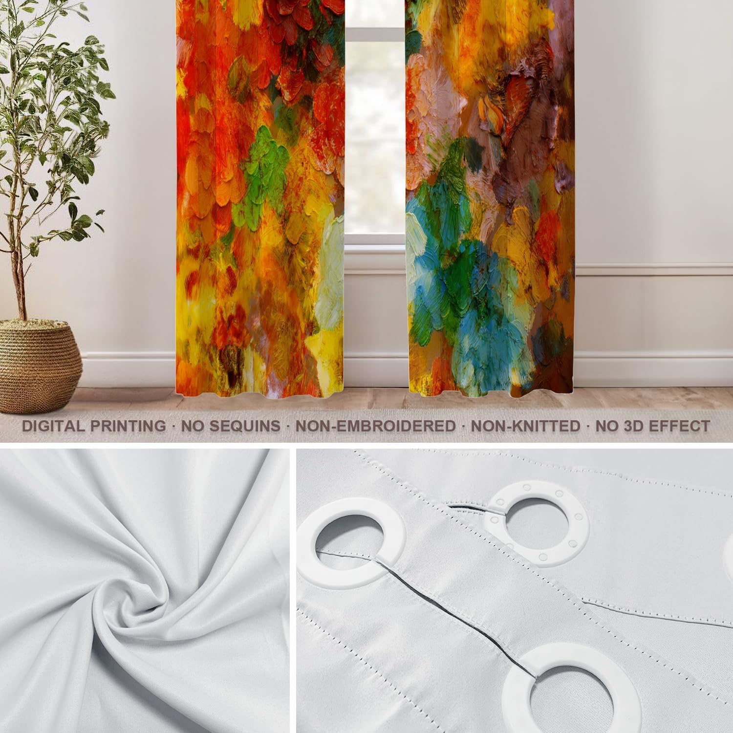 Shrahala Colorful Abstract Paint Blackout Window Curtains, Multicolor Modern Artist Thermal Insulated Curtains Grommet Top Window Drapes for Living Room, Bedroom (2 Panels,52 x 84 in)