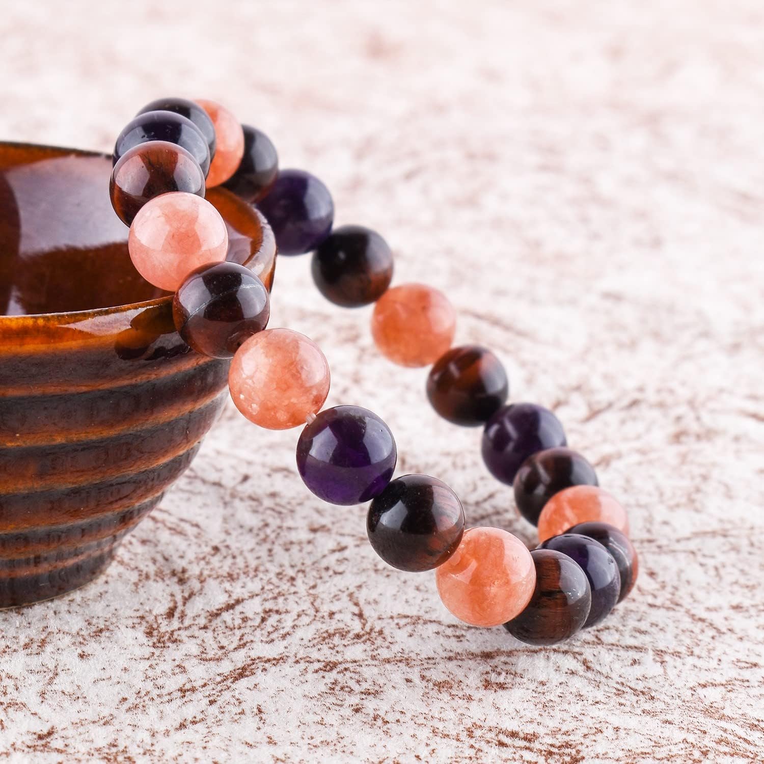 Purification Bracelet Handmade Gemstone Bracelet - Chakra Healing Crystals Stretchable Unisex Bracelet - Genuine Stone Beaded Round Beads - Yoga - Bracelet