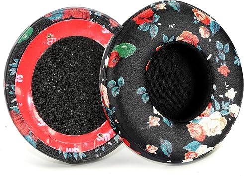 Solo3 Ear Pads Cushions Replacement for Beats Solo 2 & Solo 3 Wireless On-Ear Headphones, Ear Cushions Memory Foam Earpads with Soft Protein Leather Black Floral