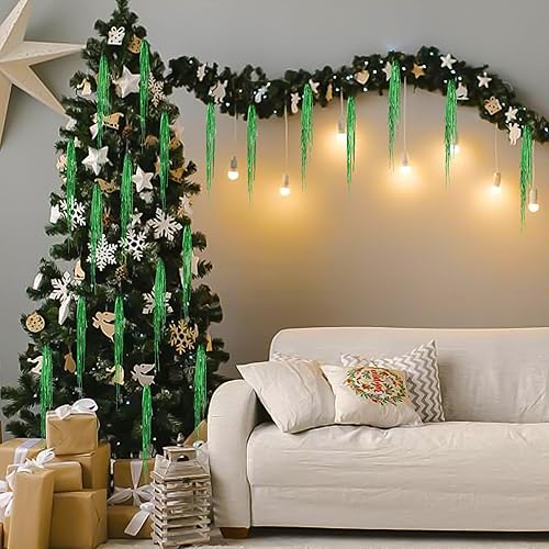 Miniatura 7 de CCINEE Carámbanos de oropel de Navidad de 2000 hebras, carámbano de aluminio de Mylar brillante de 19.7 pulgadas para árbol de Navidad, vacaciones,