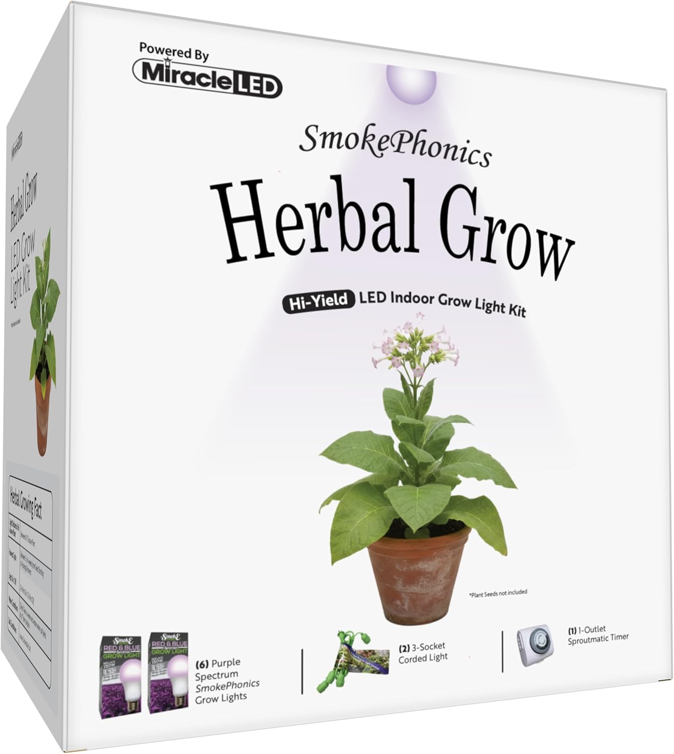 Miracle LED SmokePhonics 3-Socket Herbal Grow Light Starter Kit Purple Spectrum (2-Pack)