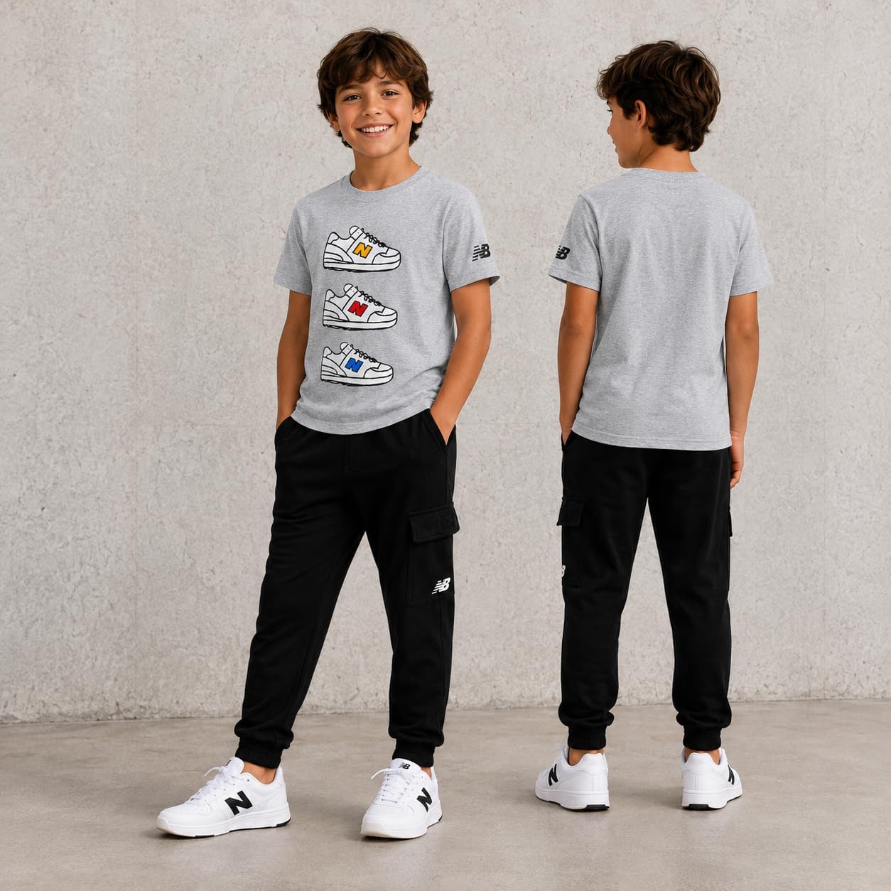 New Balance Boys 2 Piece Graphic Tee & Athletic Jogger Pants Set, Youth Kid