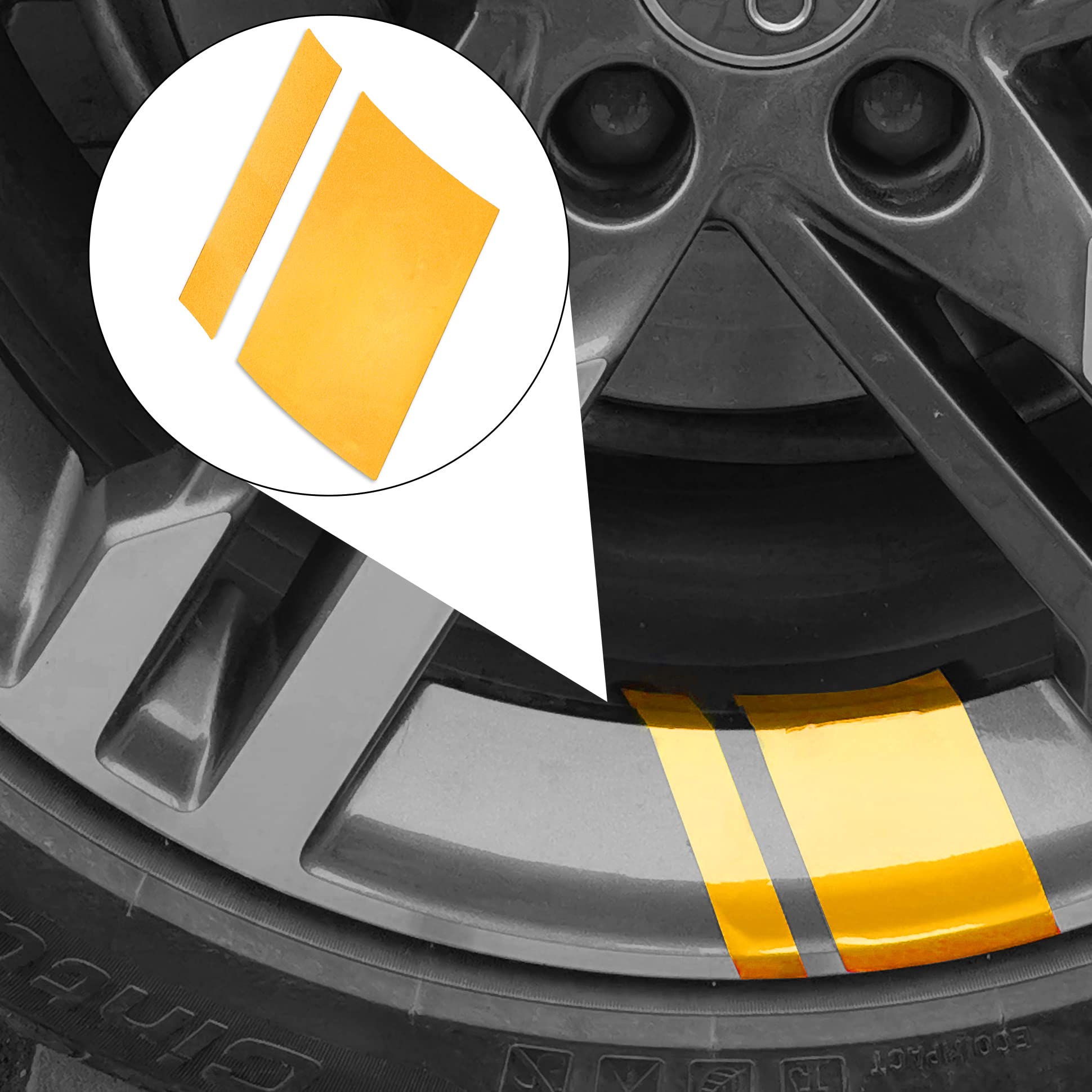 (Yellow) 24 Pcs Car Wheel Rim Decals Hub Vinyl Stickers for 18" - 21" Wheels Safety Decoration Stickers,Racing Wheel Rim Stickers Safety Decoration Compatible for Feat Adnture