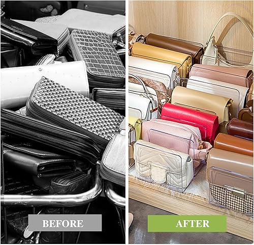 Miniatura 4 de 2 organizadores de almacenamiento de bolsos acrílicos transparentes, separadores de 4 secciones en el dormitorio y la oficina (brillante)