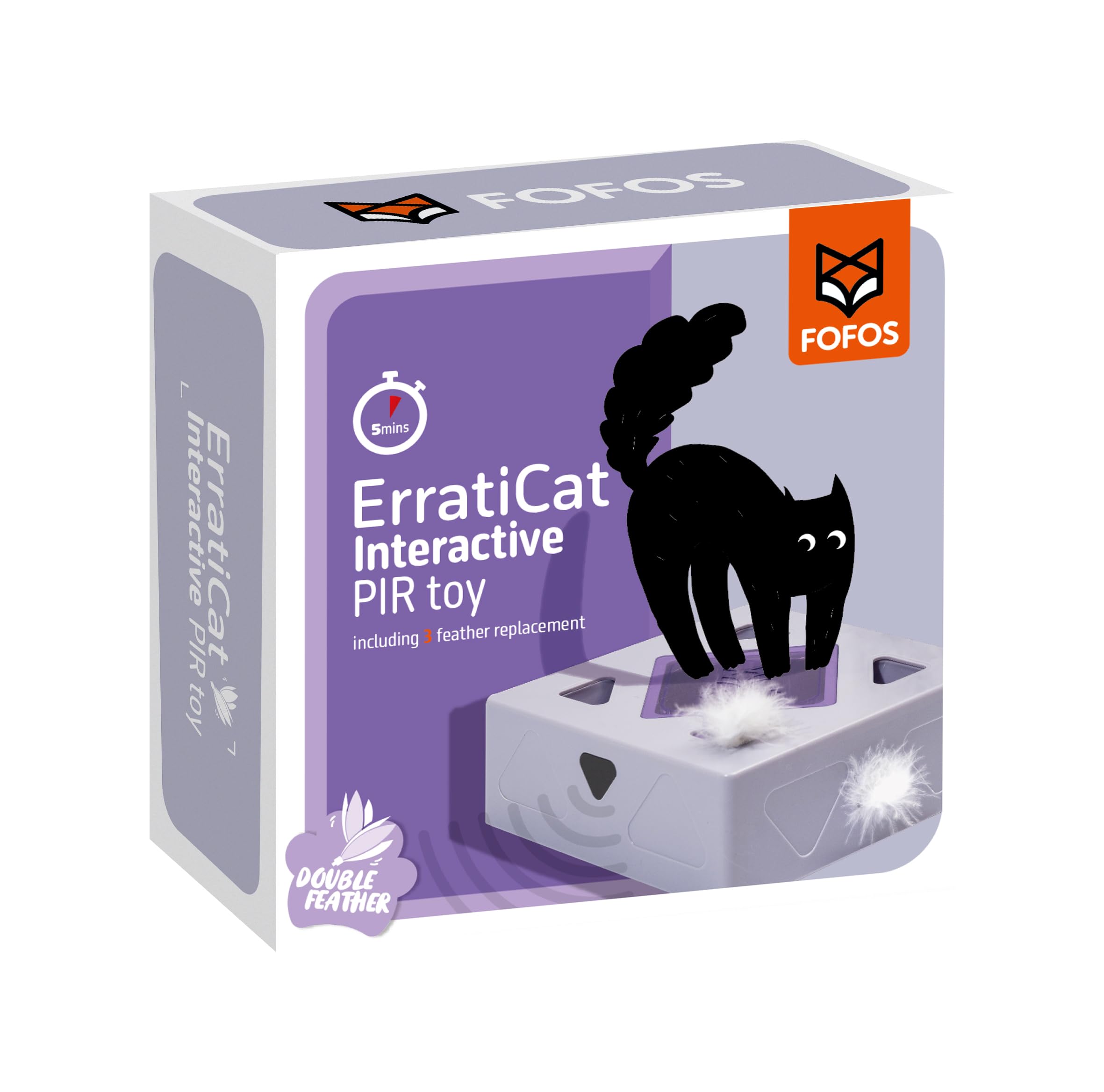 FOFOS Caja para Gatos, Juguete Interactivo con Pluma Inteligente, Pluma Colorida Brillante de Escondite con el Gato. Detección Inteligente del Acercamiento del Gato para Jugar
