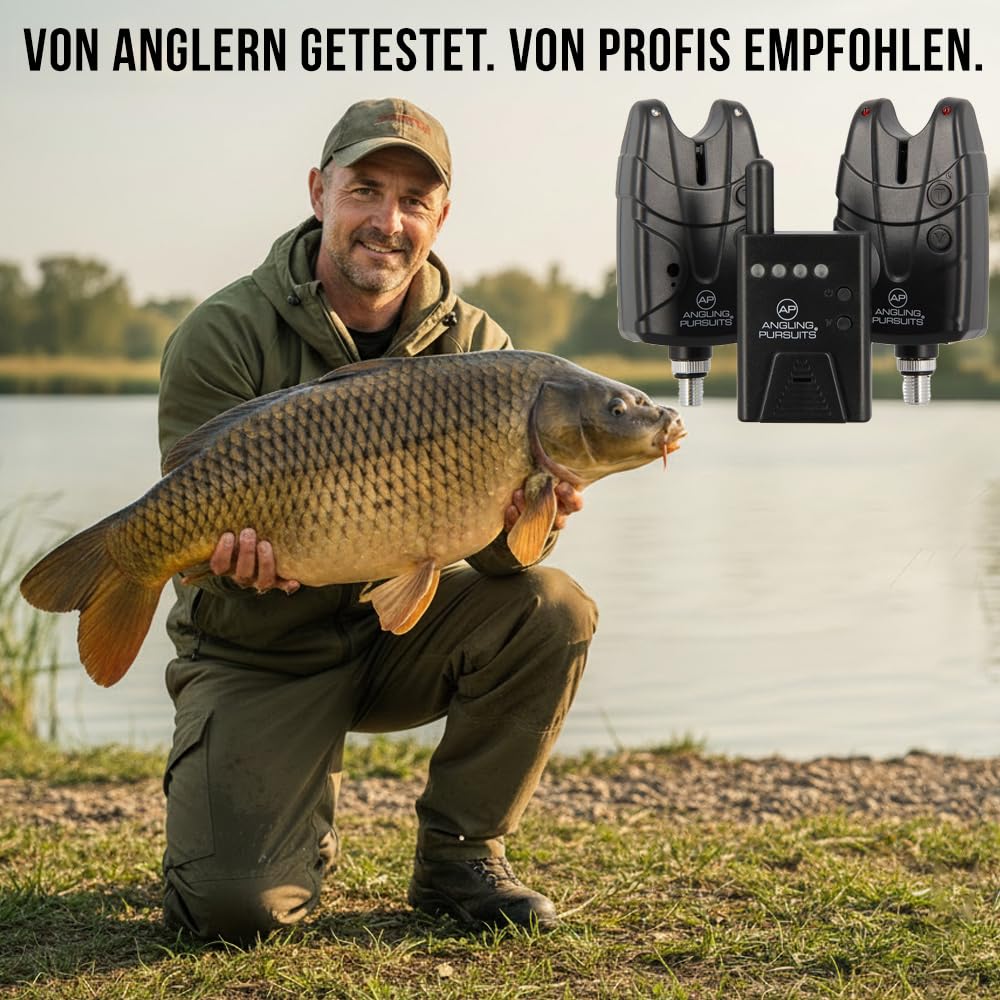 Bissanzeiger mit Funk 2 Set mit Verstellbare Lautstärke Verstellbarer Ton und Vibrationsmodus Wasserdichter kabelloser Bissanzeiger