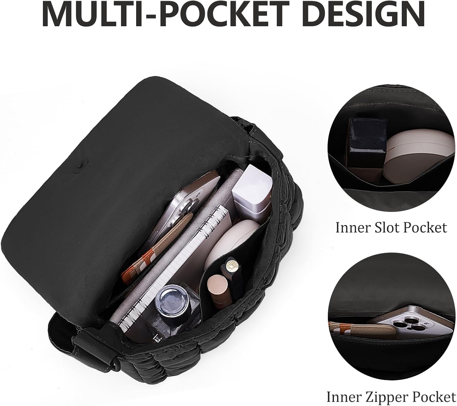 Quilted Crossbody Bag Puffer Purse for Women Lightweight Puffy Shoulder Bag Nylon Crossbody Purse - Image 4