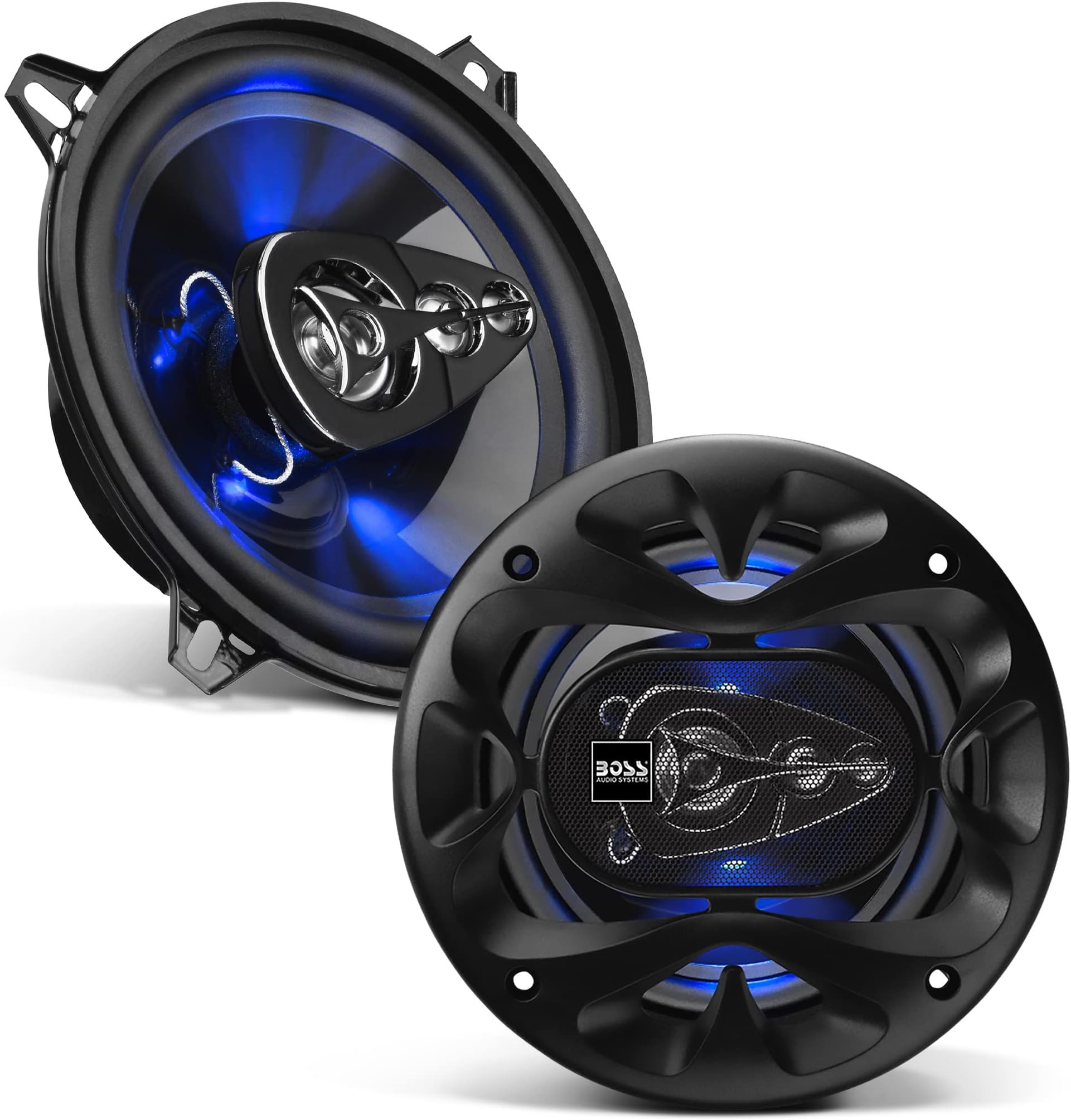 BOSS Audio Systems BE524 5.25 Inch Car Door Speakers - 225 Watts Max (per Pair), Coaxial, 4 Way, Full Range, 4 Ohms, Sold in Pairs, Bocinas para Carro