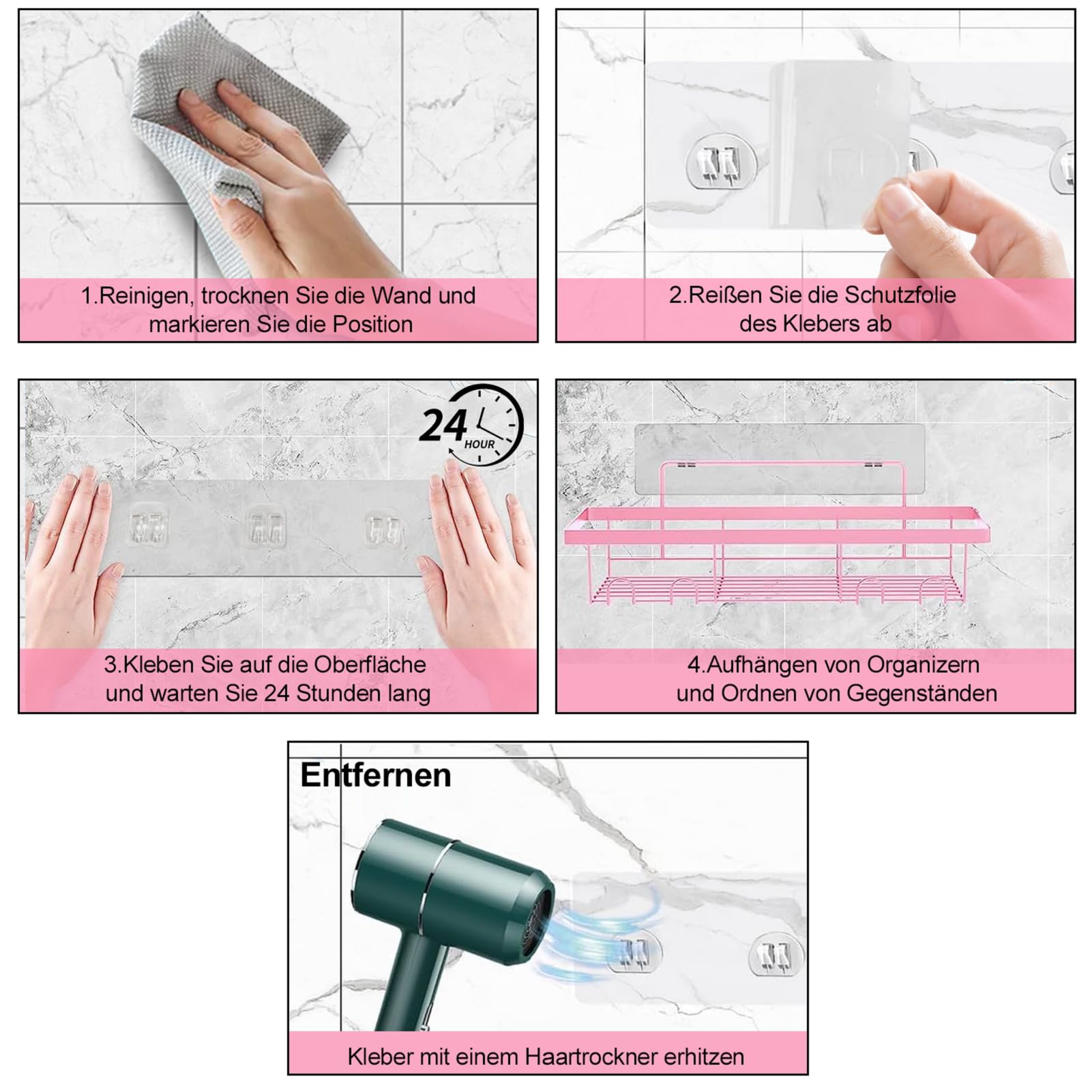 Lot De 2 Étagères De Douche Sans Perçage Rangement Salle De Bains Les Cuisines Et Les Chambres 91779659