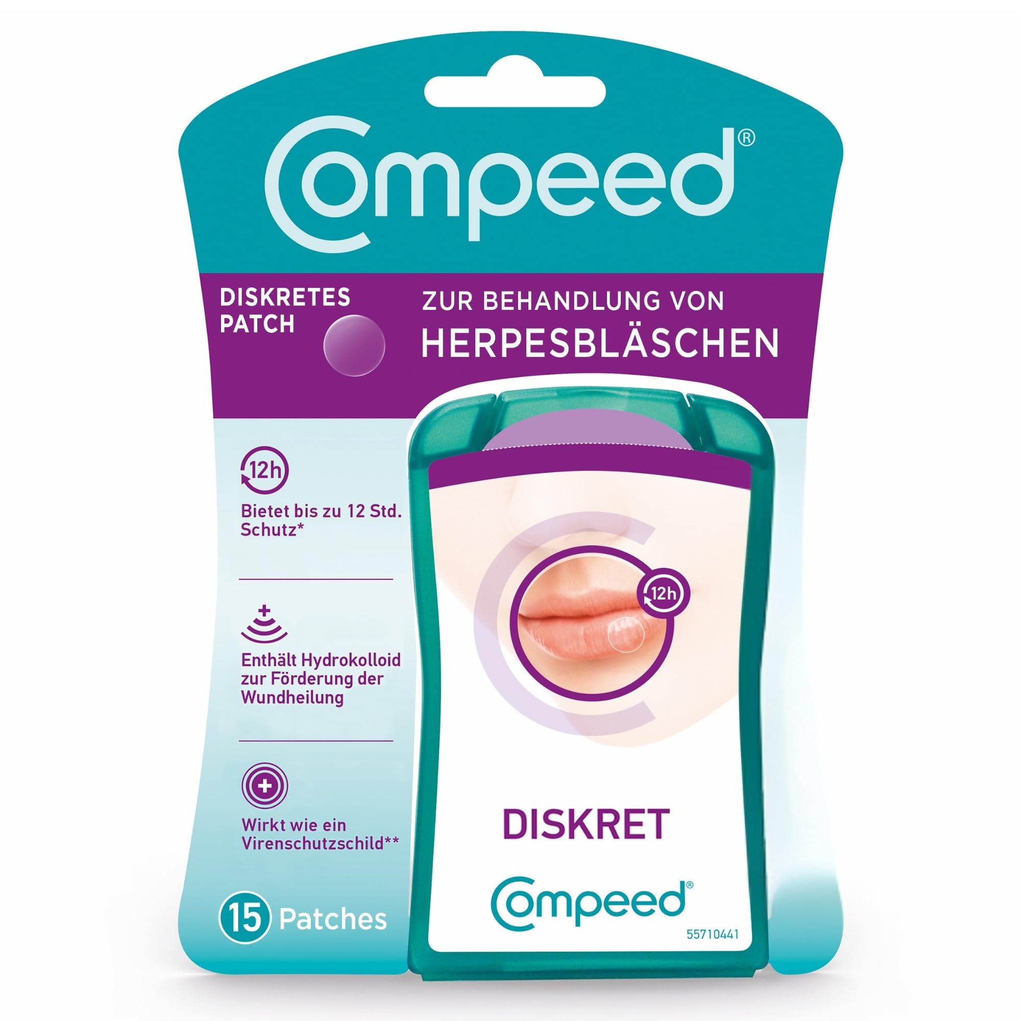Compeed Herpes Blisters Patch with Applicator for Accelerated Wound Healing - Against Herpes on the Face - 1 x 15 Pack