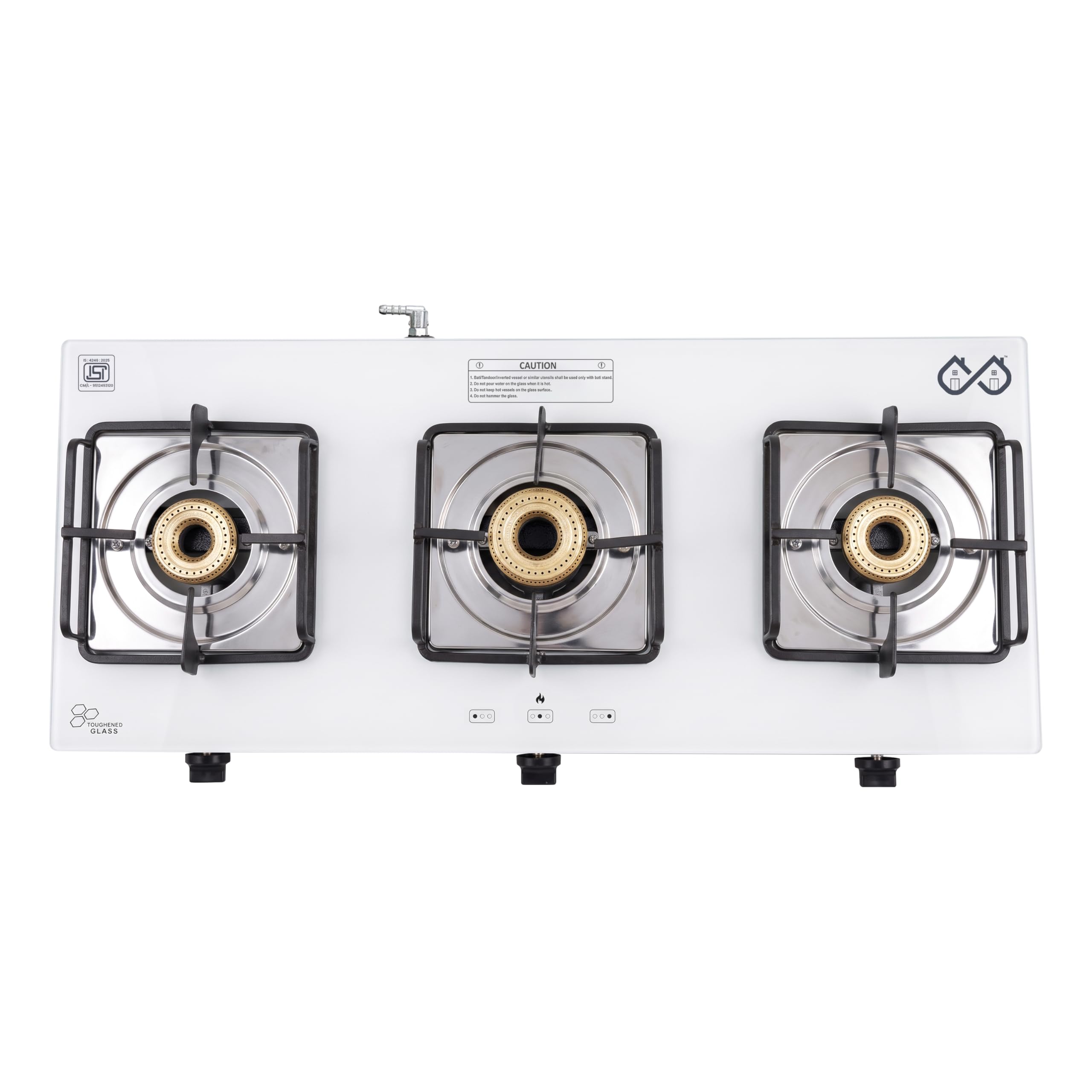 Thermador 3 Burner Orchid White Gas Stove With Auto Ignition. Toughened Glass Top,Brass Burners,Stainless Steel Drip Tray,Anti-Skid Pan Support- LPG Compatible Kitchen Cooktop-image-36