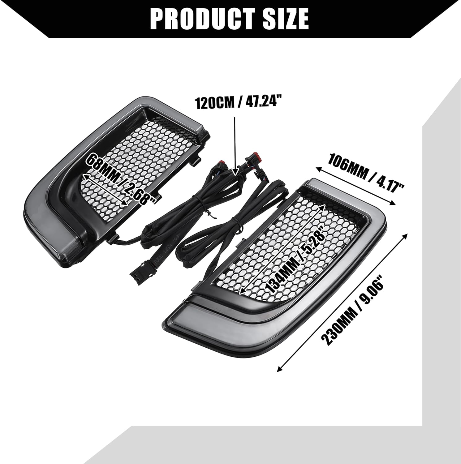 Motorcycle LED Fairing Lower Grills Turn Signals Runing Light for Harley Electra Glide Road Glide CVO Street Glide/Front/LED Running Light 1 Pair Black