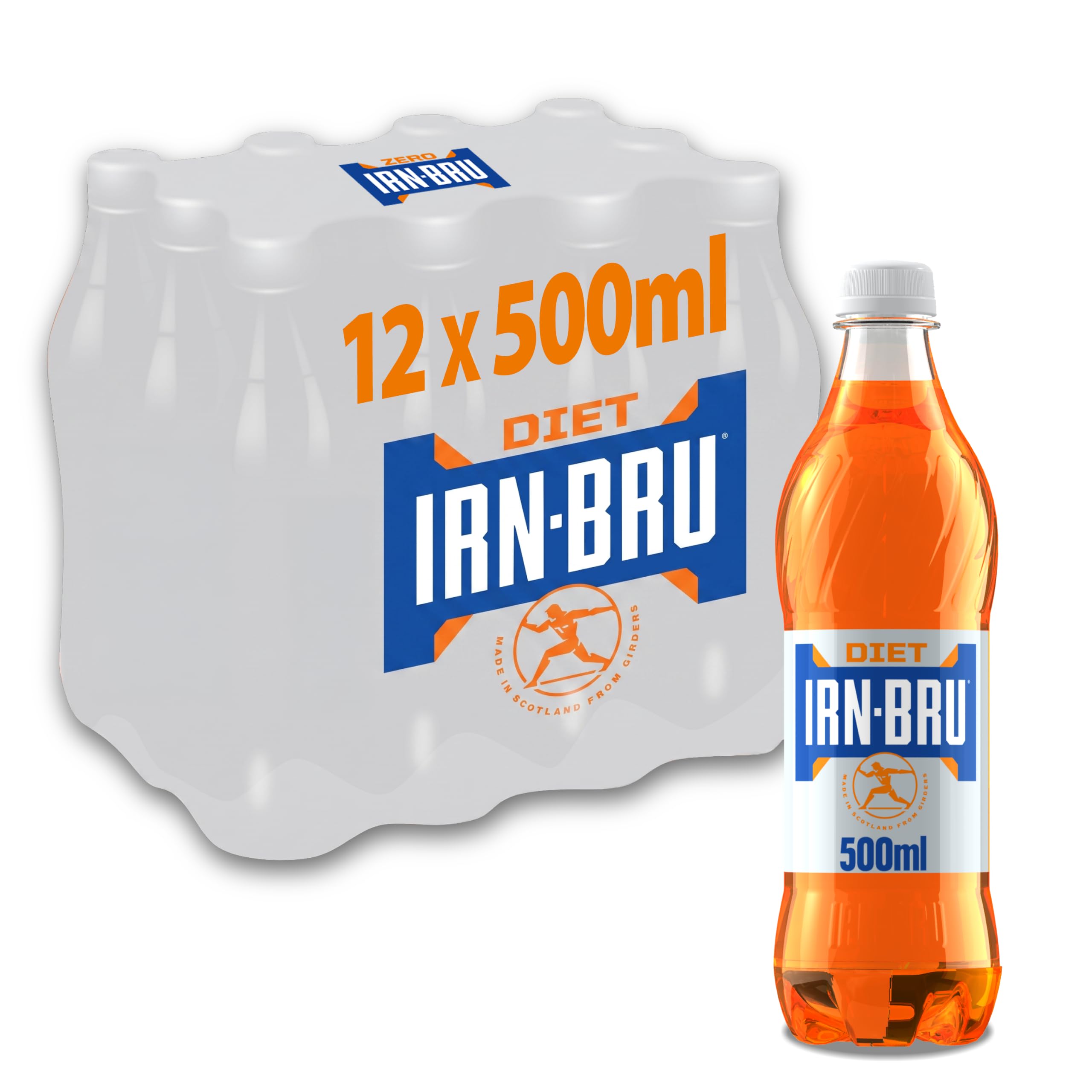 IRN-BRU Diet Carbonated Soft Drink, 12 Pack, 500ml Bottles