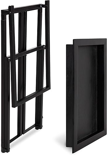 Miniatura 14 de Kate and Laurel Lockridge - Sofá industrial moderno de madera y metal, mesa auxiliar plegable, color marrón rústico claro y negro Natural,Negro