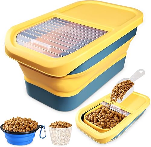 Recipiente plegable de almacenamiento de alimentos para perros de 15 libras contenedores plegables de almacenamiento de alimentos para mascotas con