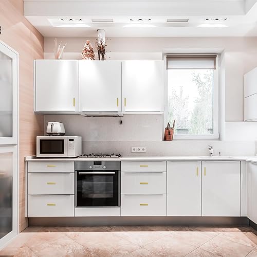 Miniatura 6 de Ravinte Paquete de 10 tiradores dorados de latón brusehed de 3 pulgadas para gabinetes de cocina, herrajes de cocina cuadrados dorados para gabinete